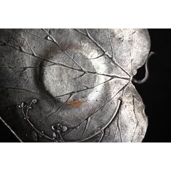 三代 本間琢斎 秋海棠 鋳錫茶托 七客 六代琢斎識箱　M402 