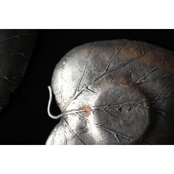 三代 本間琢斎 秋海棠 鋳錫茶托 七客 六代琢斎識箱　M402 