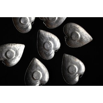 三代 本間琢斎 秋海棠 鋳錫茶托 七客 六代琢斎識箱　M402