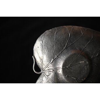 三代 本間琢斎 秋海棠 鋳錫茶托 七客 六代琢斎識箱　M402 