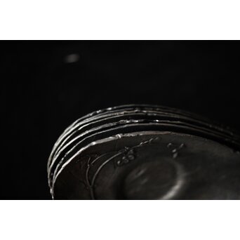 三代 本間琢斎 秋海棠 鋳錫茶托 七客 六代琢斎識箱　M402 