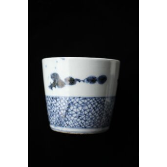 松竹梅 氷裂地紋 染付古伊万里猪口 四客　P449 