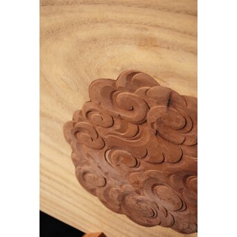 指物師 竹内不山 木地長板雲彫 結界　X439 