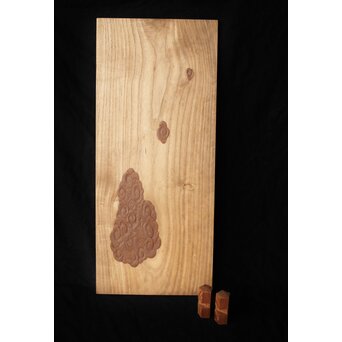 指物師 竹内不山 木地長板雲彫 結界　X439 