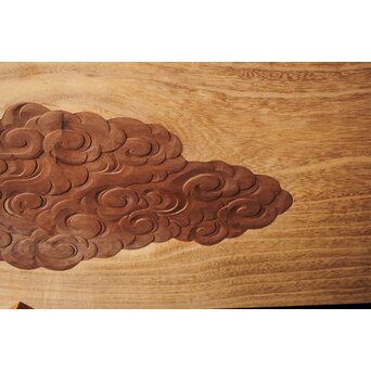 指物師 竹内不山 木地長板雲彫 結界　X439 