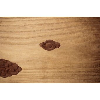 指物師 竹内不山 木地長板雲彫 結界　X439 