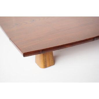 指物師 竹内不山 竹装飾 松一枚板卓　X440 