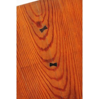 指物師 竹内不山 竹装飾 松一枚板卓　X440 