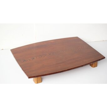 指物師 竹内不山 竹装飾 松一枚板卓　X440 