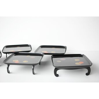 輪島塗 佐藤貞一 五清図蒔絵膳 五客　Q352 