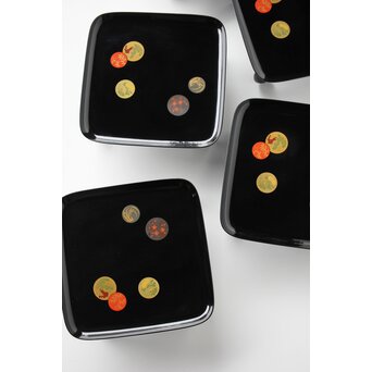 輪島塗 佐藤貞一 五清図蒔絵膳 五客　Q352 