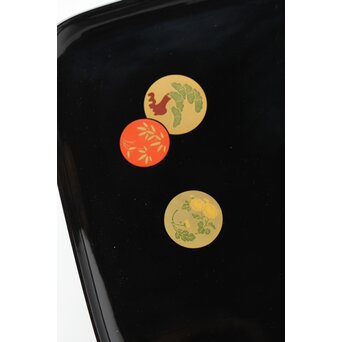 輪島塗 佐藤貞一 五清図蒔絵膳 五客　Q352 