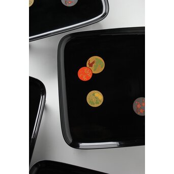 輪島塗 佐藤貞一 五清図蒔絵膳 五客　Q352 