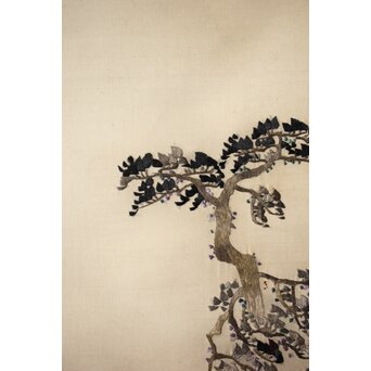 刺繍画 蕉雨賛 軸装　Z477 