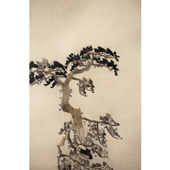 刺繍画 蕉雨賛 軸装　Z477 