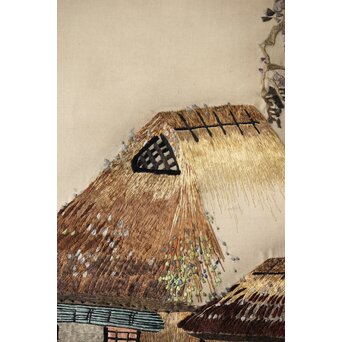 刺繍画 蕉雨賛 軸装　Z477 