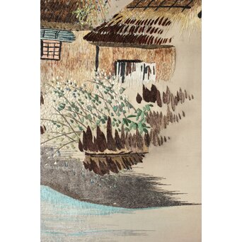 刺繍画 蕉雨賛 軸装　Z477 