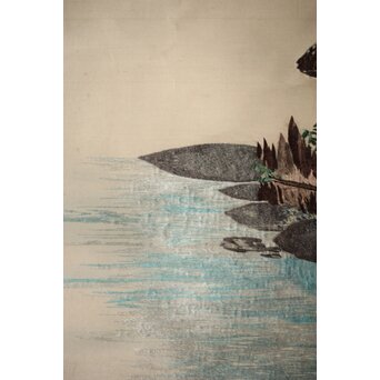 刺繍画 蕉雨賛 軸装　Z477 