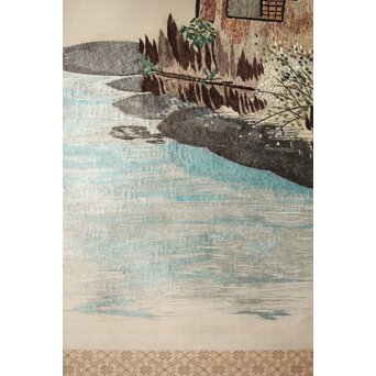 刺繍画 蕉雨賛 軸装　Z477 