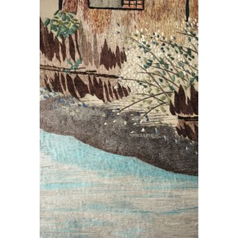 刺繍画 蕉雨賛 軸装　Z477 