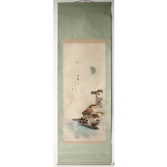 刺繍画 蕉雨賛 軸装　Z477 