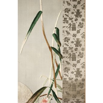 刺繍画 白鷺 軸装　Z478 