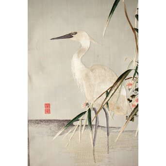 刺繍画 白鷺 軸装　Z478 