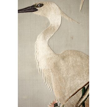 刺繍画 白鷺 軸装　Z478 