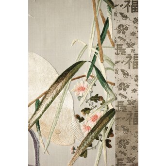 刺繍画 白鷺 軸装　Z478 