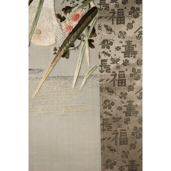 刺繍画 白鷺 軸装　Z478 