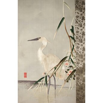 刺繍画 白鷺 軸装　Z478 