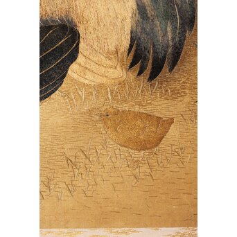 刺繍画 群鶏図 掛軸　Z479 