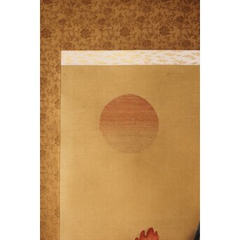 刺繍画 群鶏図 掛軸　Z479 