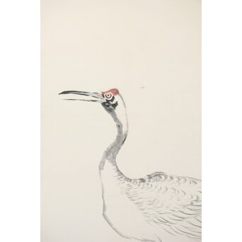 渡辺小崋 群鶴図 紙本屏風一双　Z481 