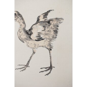 渡辺小崋 群鶴図 紙本屏風一双　Z481 