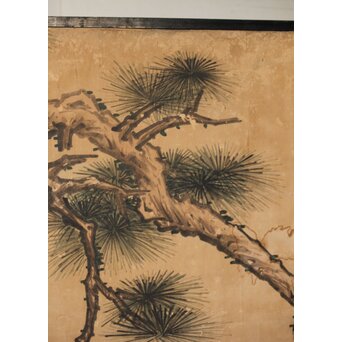 女流画家 桜井雪保 群虎図 紙本屏風一双　Z482 