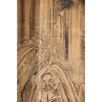 女流画家 桜井雪保 群虎図 紙本屏風一双　Z482 