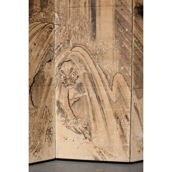 女流画家 桜井雪保 群虎図 紙本屏風一双　Z482 