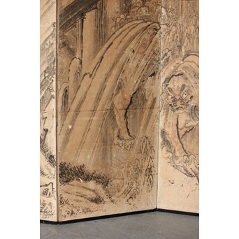 女流画家 桜井雪保 群虎図 紙本屏風一双　Z482 