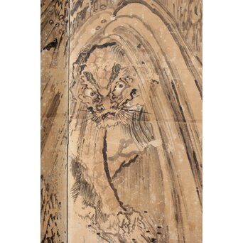 女流画家 桜井雪保 群虎図 紙本屏風一双　Z482 