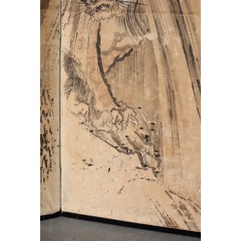 女流画家 桜井雪保 群虎図 紙本屏風一双　Z482 