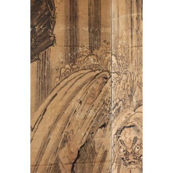 女流画家 桜井雪保 群虎図 紙本屏風一双　Z482 