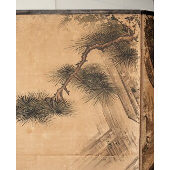 女流画家 桜井雪保 群虎図 紙本屏風一双　Z482 