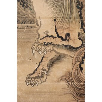 女流画家 桜井雪保 群虎図 紙本屏風一双　Z482 