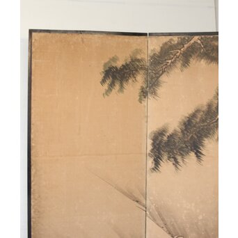 女流画家 桜井雪保 群虎図 紙本屏風一双　Z482 