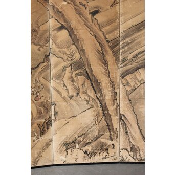 女流画家 桜井雪保 群虎図 紙本屏風一双　Z482 