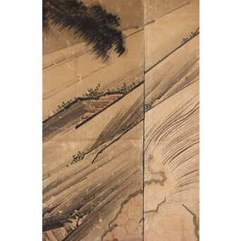 女流画家 桜井雪保 群虎図 紙本屏風一双　Z482 