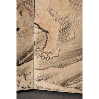 女流画家 桜井雪保 群虎図 紙本屏風一双　Z482 