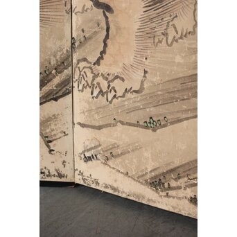 女流画家 桜井雪保 群虎図 紙本屏風一双　Z482 