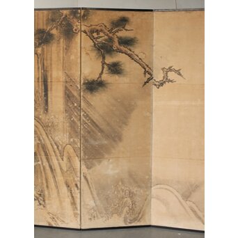 女流画家 桜井雪保 群虎図 紙本屏風一双　Z482 